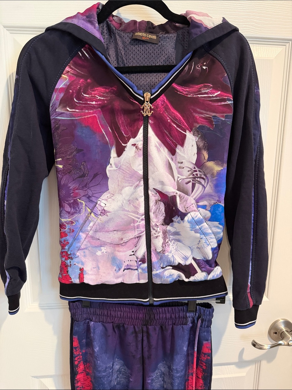 Roberto Cavalli Purple, Pink & Blue Floral Zip Hoodie